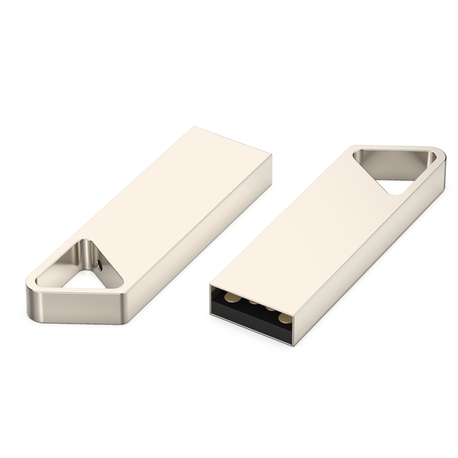 USB flash-карта SPLIT (16Гб), серебристая, 3,6х1,2х0,5 см, металл