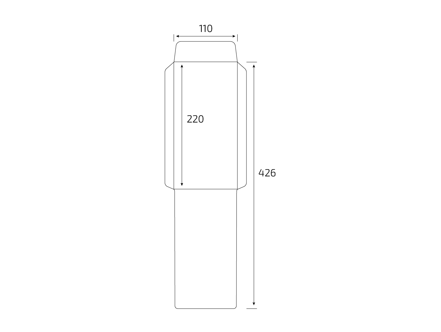 Штамп: Конверт вертикальный 110x220 мм в развороте