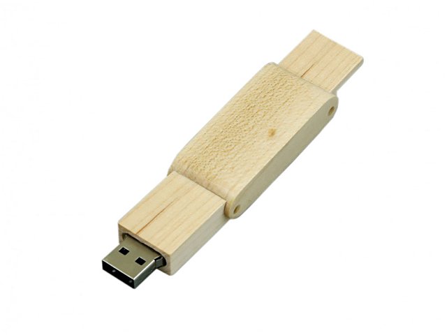 USB 2.0- флешка на 64 Гб прямоугольной формы с раскладным корпусом