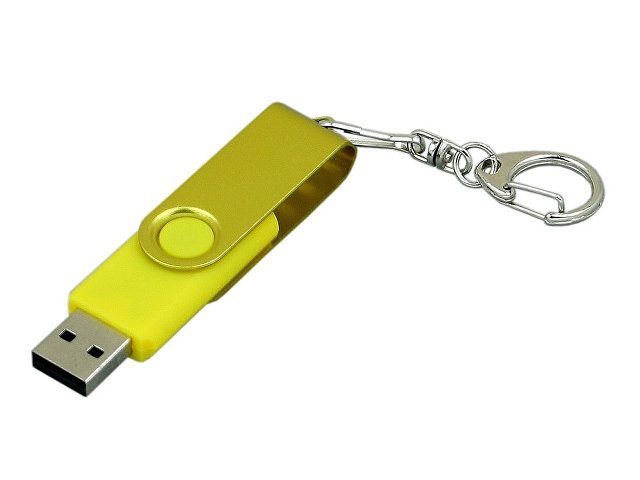 USB 2.0- флешка промо на 32 Гб с поворотным механизмом и однотонным металлическим клипом