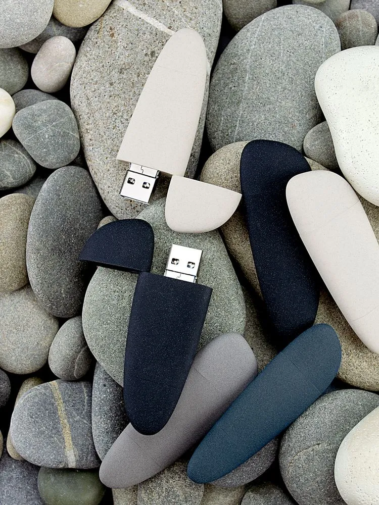 Флешка Pebble Universal, USB 3.0, серо-синяя