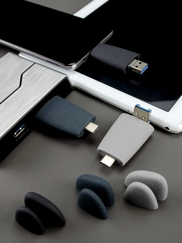 Флешка Pebble Universal, USB 3.0, серо-синяя