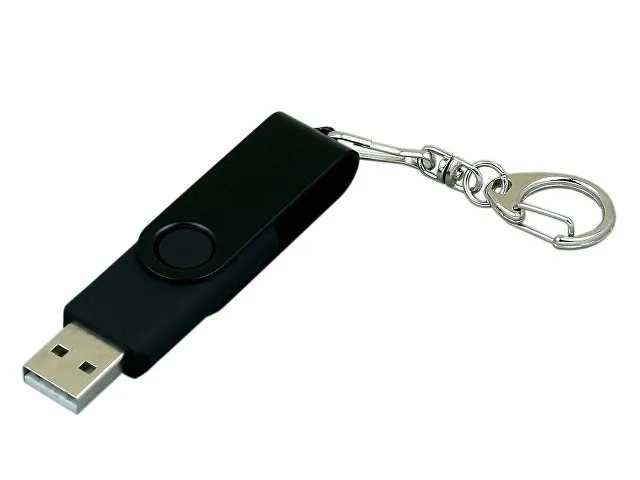 USB 2.0- флешка промо на 64 Гб с поворотным механизмом и однотонным металлическим клипом