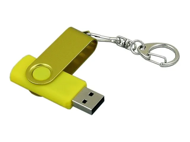 USB 2.0- флешка промо на 32 Гб с поворотным механизмом и однотонным металлическим клипом