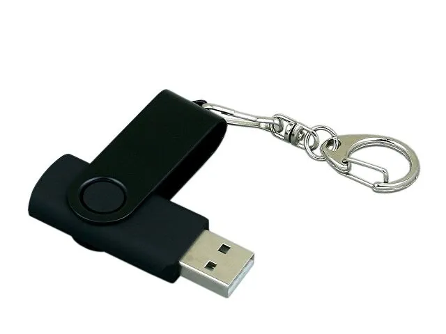 USB 2.0- флешка промо на 64 Гб с поворотным механизмом и однотонным металлическим клипом